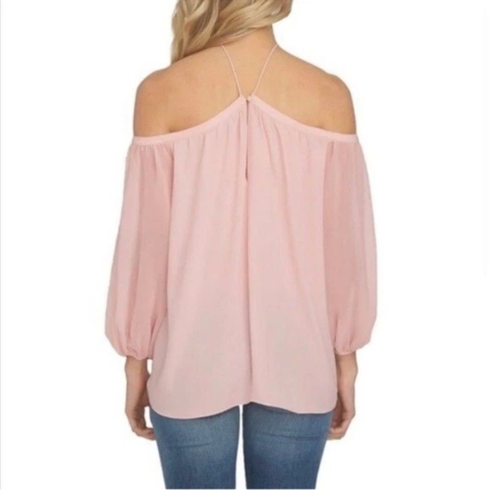 🤩HP🤩NWT LAST DAY to buy 1.STATE Blush Pink halter off shoulder blouse - sz M - Picture 2 of 9